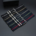 Durable Sport Premium Buckle Smoothly Woven Braided Two Piece Stripped Twill Fabric Fabric Nylon Watch Straps 18mm 20mm 22mm