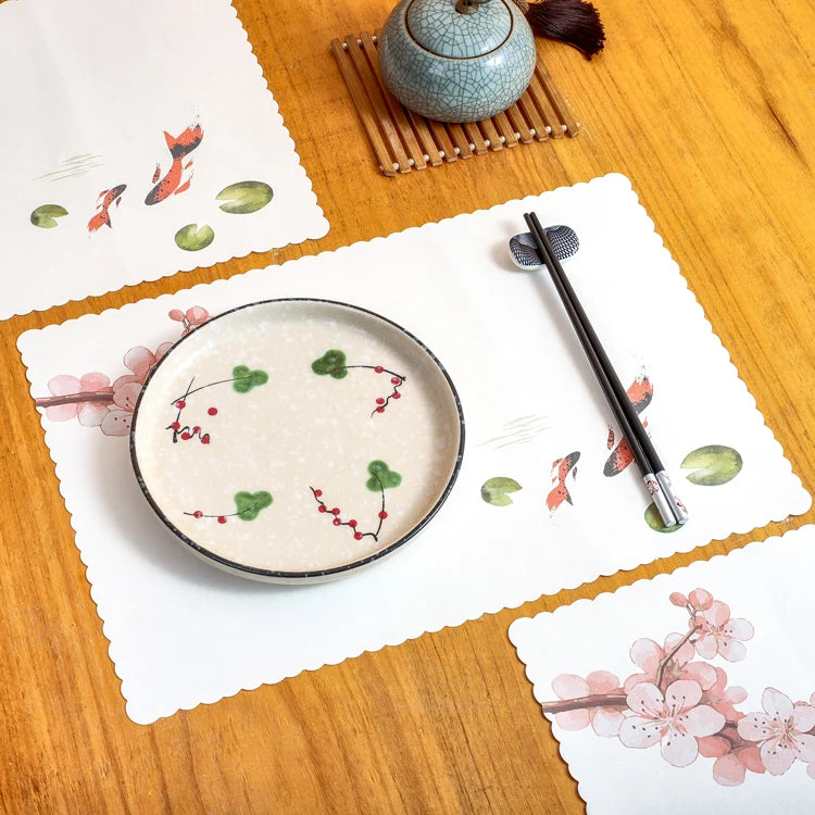 Wholesale Printed Floral Japan Style Paper Placemats Floral Design Mats & Pads by Manufacturer