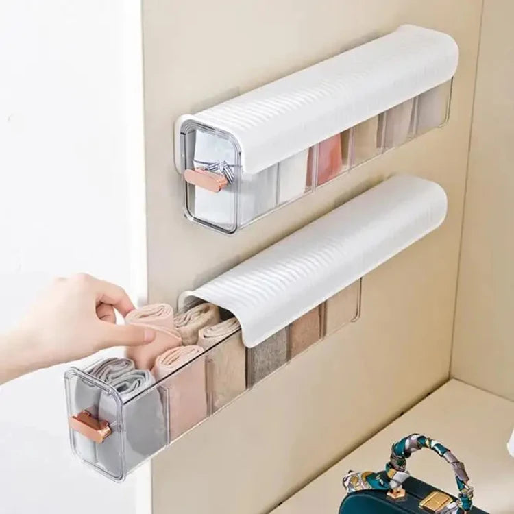 Wall Mounted Storage Box Punch-Free Multi-Functional Underwear Socks Seasoning Hanging Drawer Organizer Box