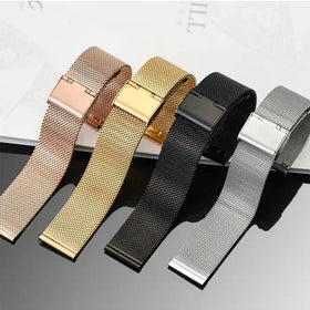 0.4 Line Electroplated Stainless Steel Watch Strap 10/12/14/16/18/20/22/24mm Milanese Mesh Bracelet for Huawei GT2 Replacement