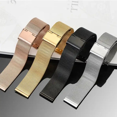 0.4 Line Electroplated Stainless Steel Watch Strap 10/12/14/16/18/20/22/24mm Milanese Mesh Bracelet for Huawei GT2 Replacement