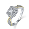 Classical Princess CZ Diamond Engagement Ring Infinity Twist Ring S925 Sterling Silver Wedding Ring