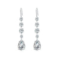 925 Sterling Silver Clear Pear Shape Diamond Earrings Water Drop Shape Long Drop Earring for Women