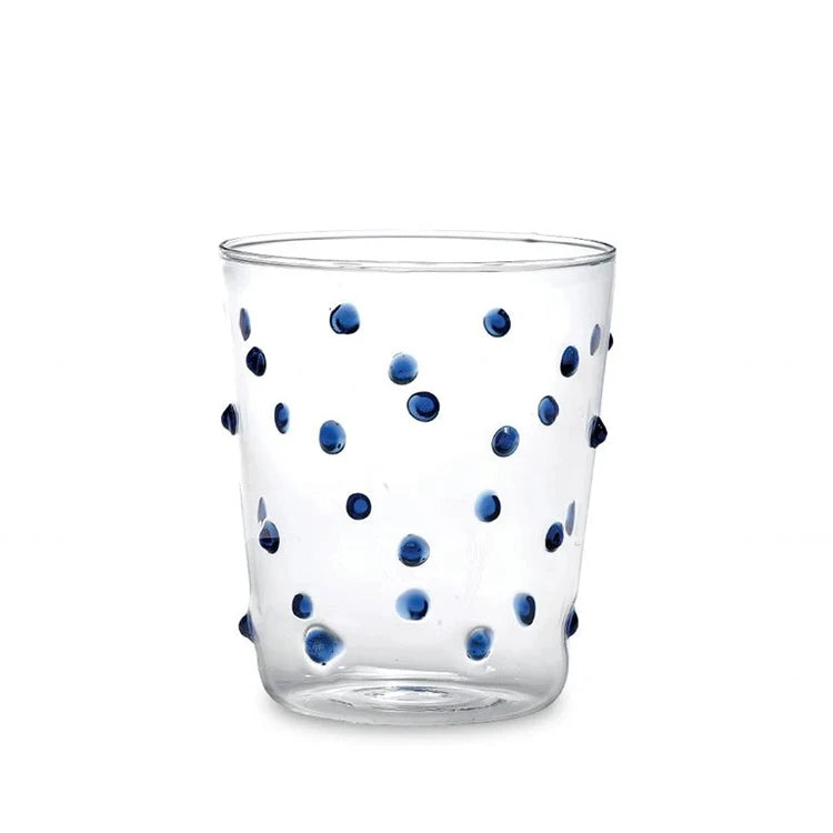 Customized Borosilicate Party Tumbler with Colored Polka Dots Glass Mug