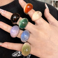 Luoyan Girls Beautiful Simple Resin Acrylic Rings Woman Resin New Multi Candy Color Transparent Resin Ring Trendy Party Jewelry