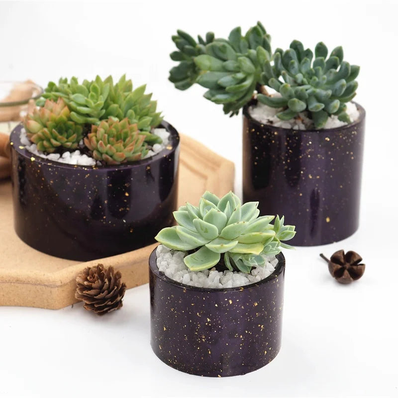 3 Sizes Cylinder Silicone Flower Pot Mold Round Concrete Succulent Plants Pot Mold