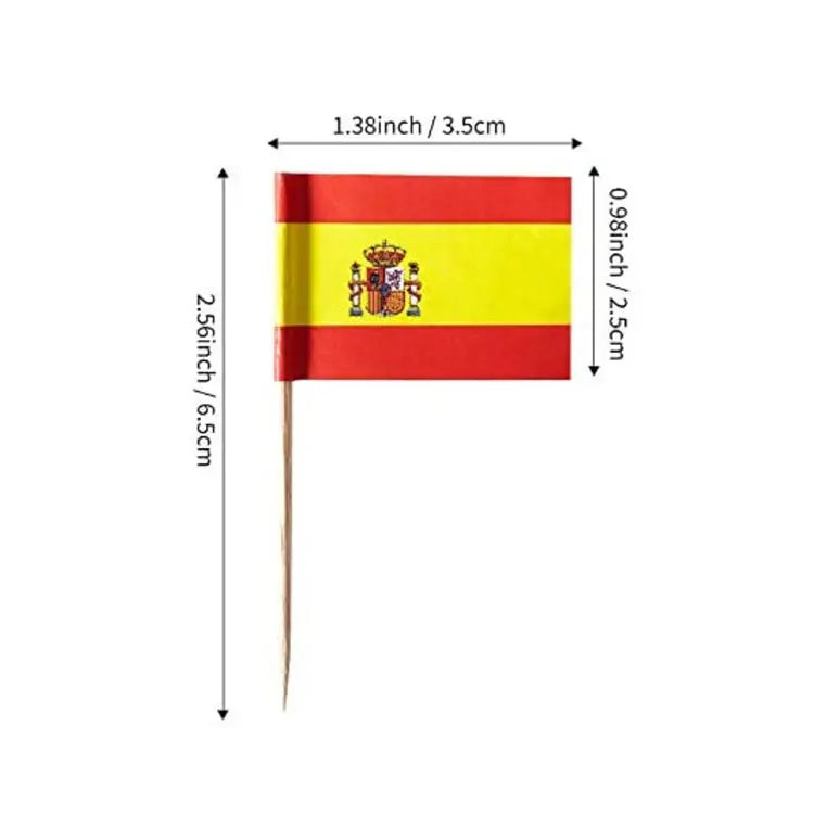 Hot Sale Embroidered Rectangular Hygienic Personalized Spain Custom Mini Toothpick Flag