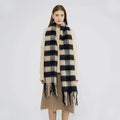 Supplier Wholesale Custom Ladies Scarf and Shawl Winter Long Warm Plaid Black White Thickened Warm Scarf for Women