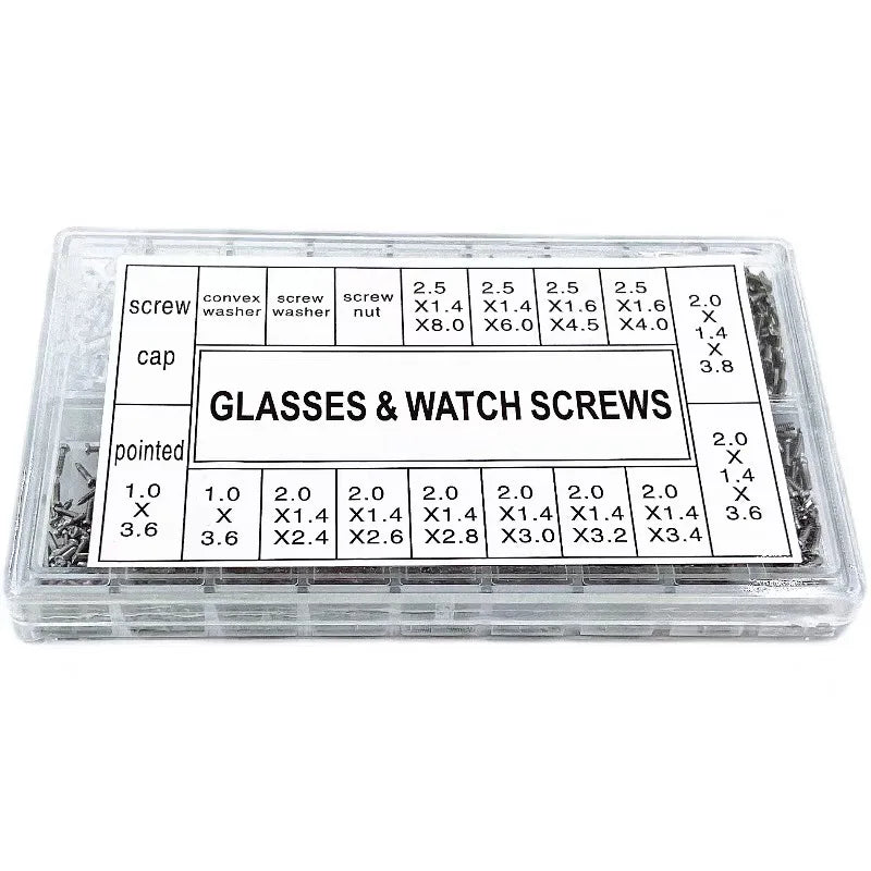 Stainless Steel Glasses Fasteners Repair Kit 1000pcs/Box with Screwdriver and Tweezers