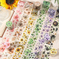 Butterfly Flower Theme Decorative Loop Stickers 1Roll Waterproof Rubber Adhesive Tape 6 Types for Handbooks and Masking