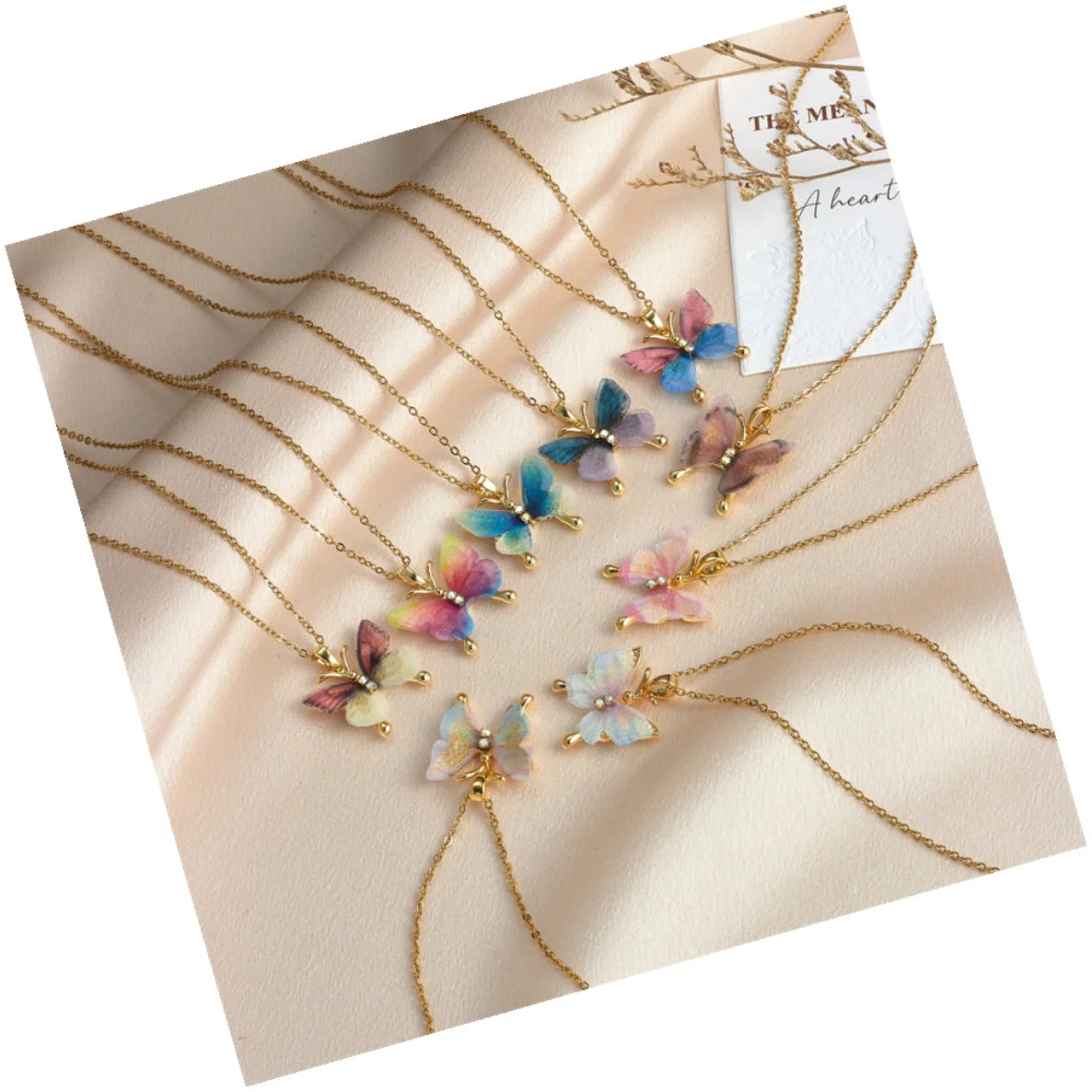 DAIHE New Arrival 18k Gold Chain Fashion Jewelry Popular Gradient Colors Butterfly Friend Couple Necklace for Gifts