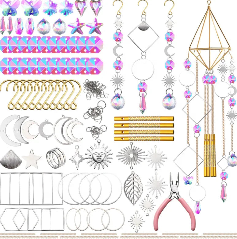 DIY Sun Catcher Kit with 200pcs Air Frame Crystals Rainbow Maker Materials for Creative Suncatcher Designs