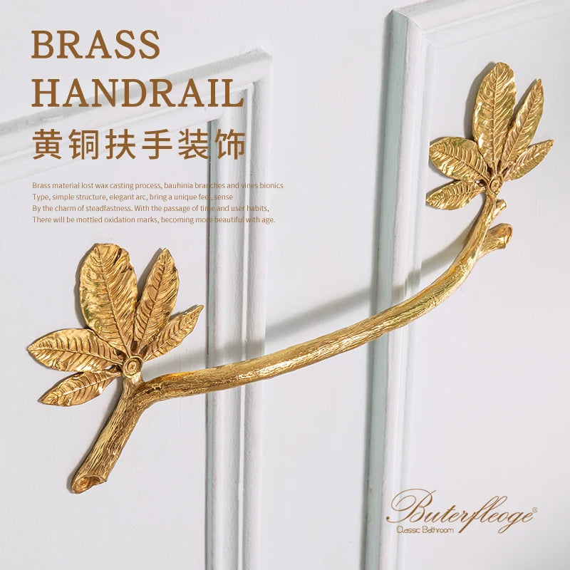 Modern Eco-Friendly Anti-Fall Anti-Skid Copper Wall-Mounted Armrest Semi-Hand Carved Bar Handrail Protective Grab Bars Hospital