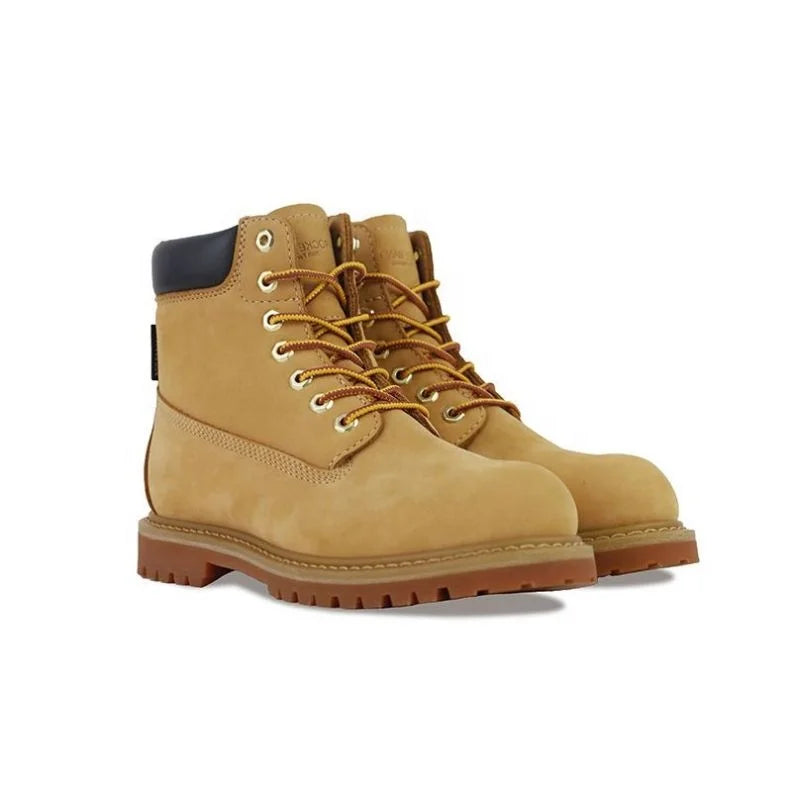 Goodyear  Men's Winter Waterproof Ankle Boots Genuine Leather Desert Style Flat Feature Height Increasing Western Style