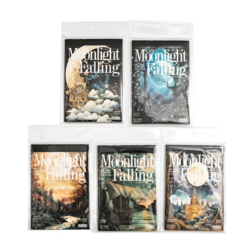 30pcs/pack Let the Moon Land Series Material Book Handbook Material Decorative Collage Bottoming Stickers Note-taking DIY