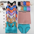 Women's Sport Seamless Bra and Panty Set 3-PC Fitness Yoga Leggings with Breathable Leopard Pattern