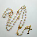 XIMAI Flower Pedestal Glass Beads Rosary Benedictine Cross Rosary Beads Religious Rosary Necklaces