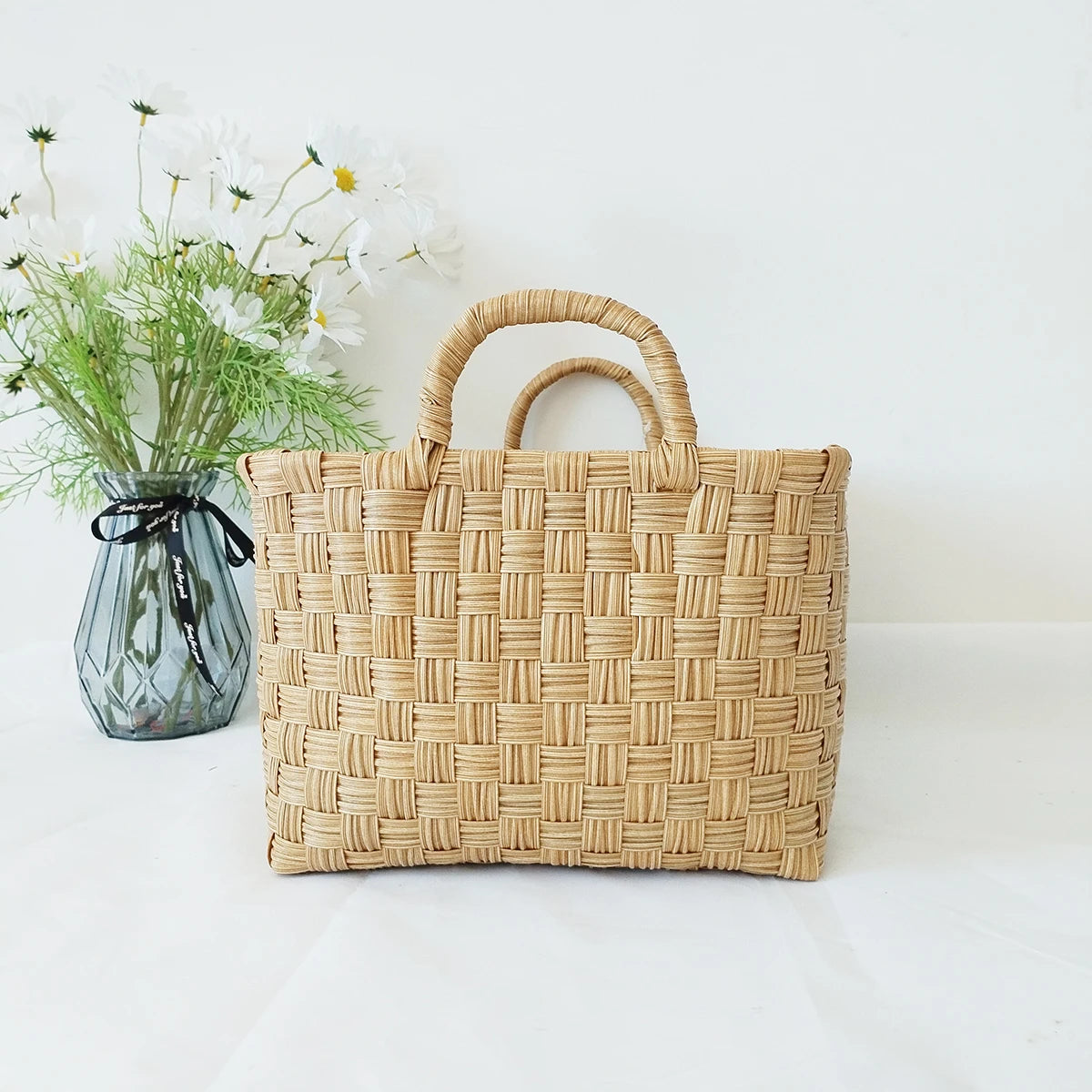 Environmentally Friendly Small Rectangle PE Baskets with Handles for Organizing-Strong and Durable Flexible Design