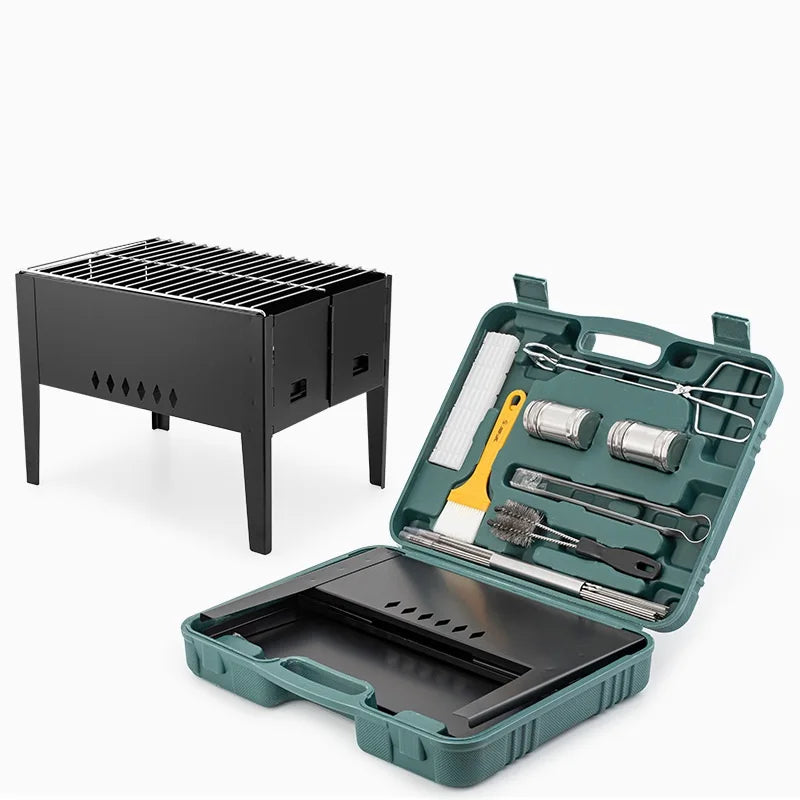 2022 Suitcase Folding BBQ Grill Portable Tool Sets Carbon Tank Capacity Parrilla Portatil