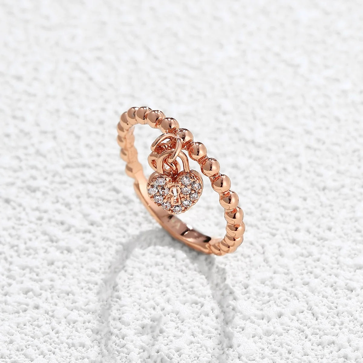 VANFI 18K Rose Gold Plated Brass Zircon Inlaid Ring