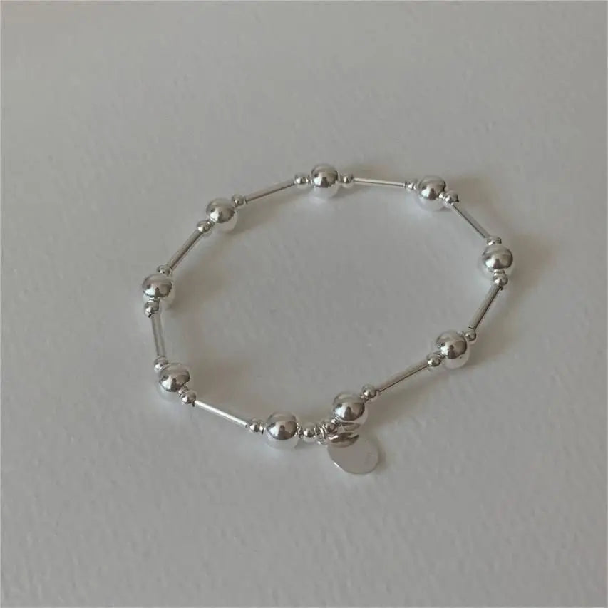 Fine Jewelry Delicate 925 Sterling Silver Hand Beaded Jewelry Elastic Bracelet