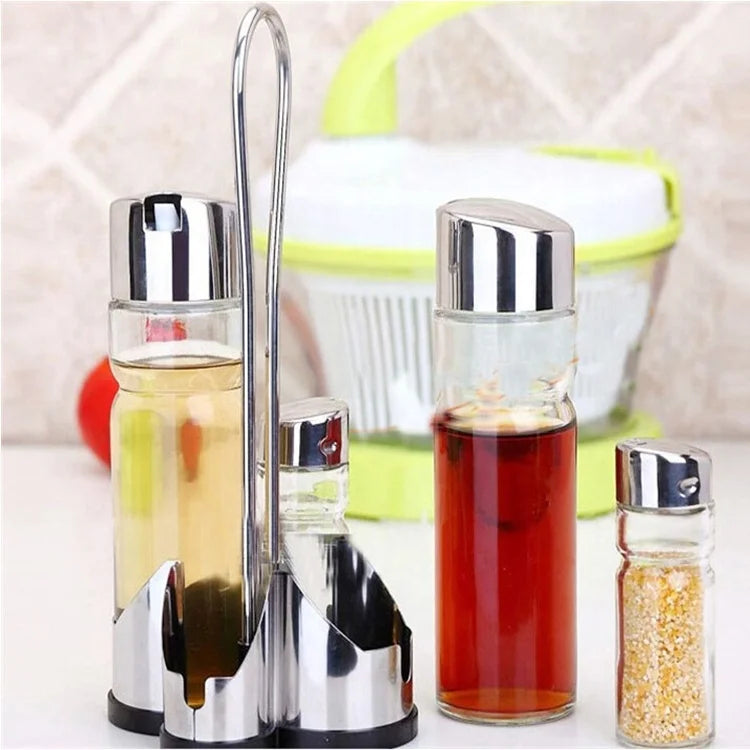 Factory Price Huge Stocks Stainless Steel Base High Borosilicate Glass Rectangle Shape Kitchen Seasoning Jar Set Food Container