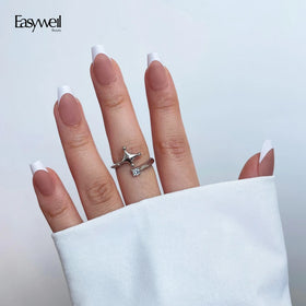 Easywell Custom Coffin French Nails Handmade Acrylic Box Artificial False Nail Fingernail Press on Nails Tips Supplier