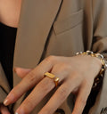 INS Japanese and Korean Simple Geometric Ring Female Titanium Steel 18K Gold Index Finger Ring Open Ring Non-Fading A204