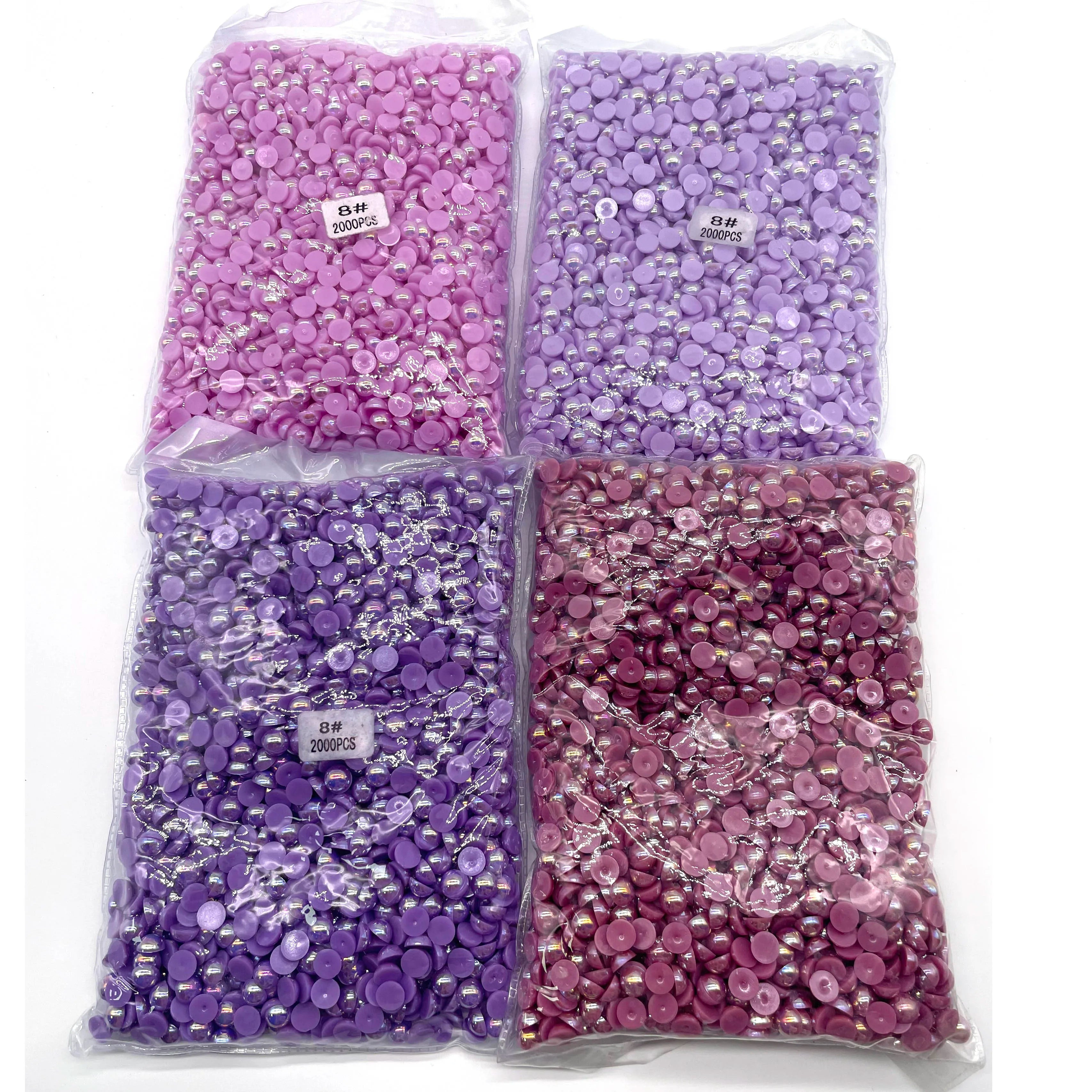 Wholesale AB Bright Color 2.3.4..6.8mm Flatback Half Pearls Bead Loose Beads for Decor Gem Scrapbook Craft Colorful Half Beads