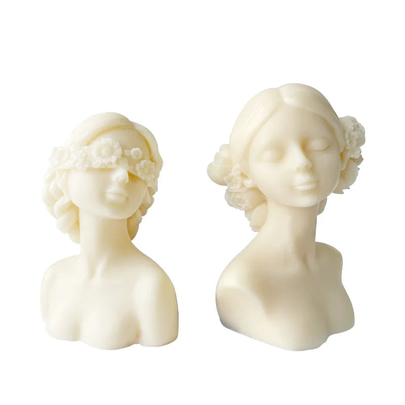 Women Body Candle Mold 3D Silicone Molds for DIY Portrait Sculpture Cake Tools for Candle Making Blindfolded Girl Silhouette