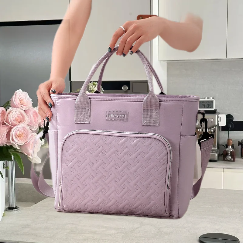 Extra Large Insulated Ladies Cooler Bag With Side Pockets Reusable Lunch Tote Box for Food Wine Picnic Shoulder Bag