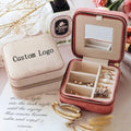 Wholesale Portable Square Velvet Jewelry Box Organizer Luxury Storage Case Custom Logo Mirror Earrings Packaging Travel-friendly