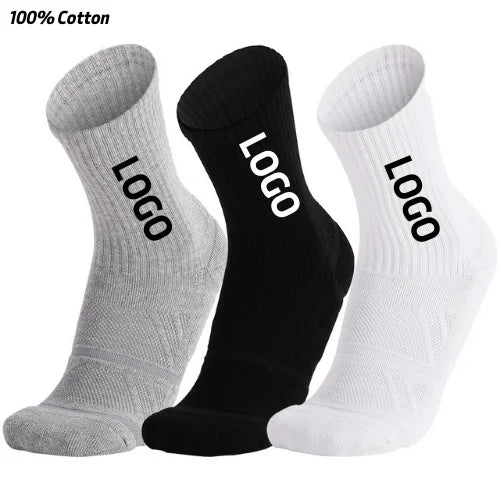 Wholesale 100% Cotton Unisex Gym Sport Socks Men's Fashionable White Crew with Custom Logo for Spring Season