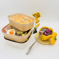 Eco-Friendly Disposable Take Away Brown Kraft Paper Bowls Square/Rectangular Food Safe Matt Lamination Made Recycled Materials