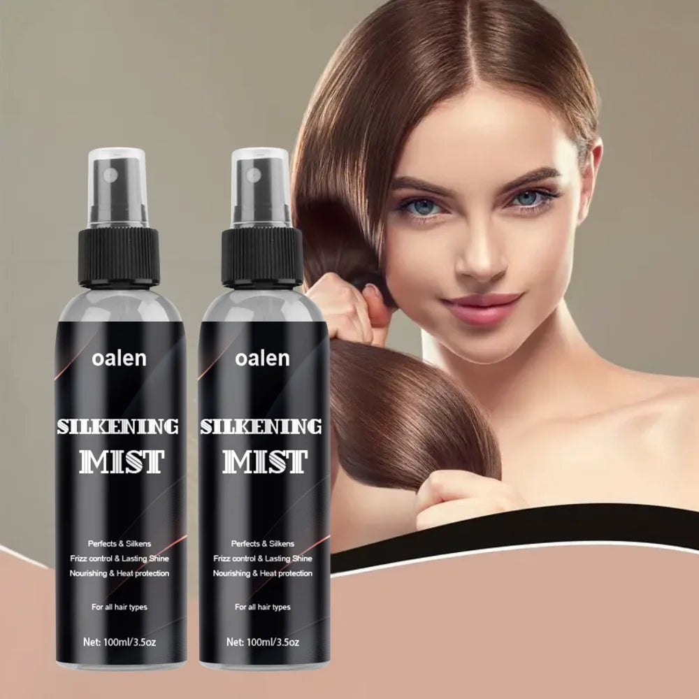 Oalen Organic Herbal Customized Label Heat Protectant Strong Hold Detangles and Tames Frizz Hair Silk Mist Spray