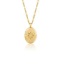 Gemnel 925 Silver Gold Plated Figaro Chain Oval Pendant starburst Locket Necklace Women