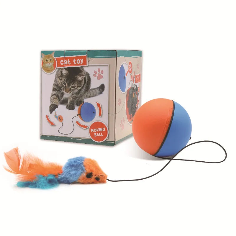 Smart Electric Cat Toy Ball Interactive Cat Toy Ball Feather Mouse Cat Toy