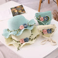 Children Straw Hat Kids Bohemian Flower Cute Summer Beach Hat Girls Sprotection Sun Hats and Bag for Girl
