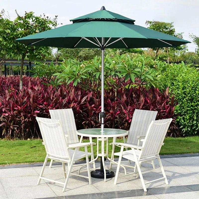 FEAMONT Hand-Cranking Outdoor Sun Canvas Parasol Umbrella for Garden Beach Restaurant Patio