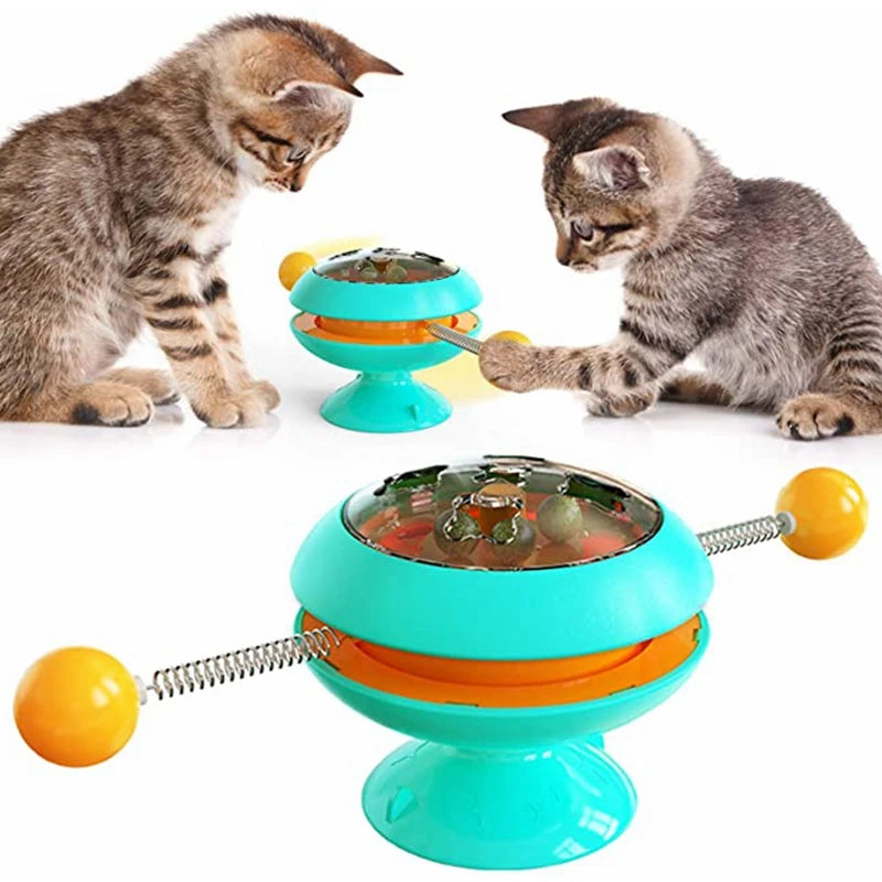 New Hot Sale Gyro Shape Cat Toy Spin Windmill Mint Ball Indoor Turntable Interactive Pet Feeder Toys