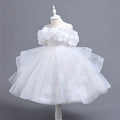 2024 New Fashion Birthday Princess Summer Girls Dress Summer Children White Yarn Dress Gauze Patchwork Dress