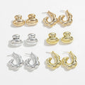 Factory Price Charm C Shaped Bean Earrings Irregular Geometric Wide Stud Earrings Set for Women