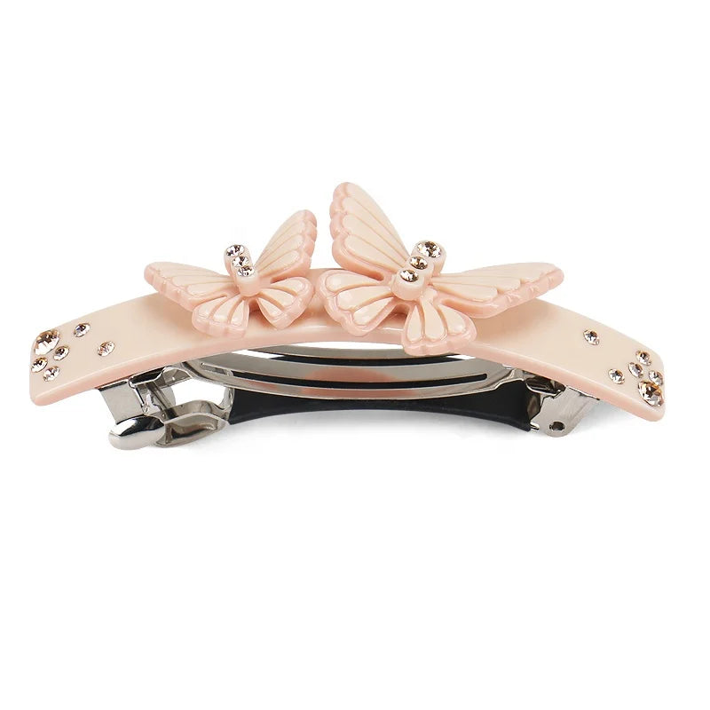 Wholesale Luxury High-end Hair Accessories Elegant Butterfly Hair Barrette Fashion Acetate Rhinestone Hair Clips