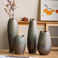 Janpandi 12-Inch Antique Bronze Glazed Ceramic Vase Large Floor Home Decor with Rustic Design for Ikebana Flowers