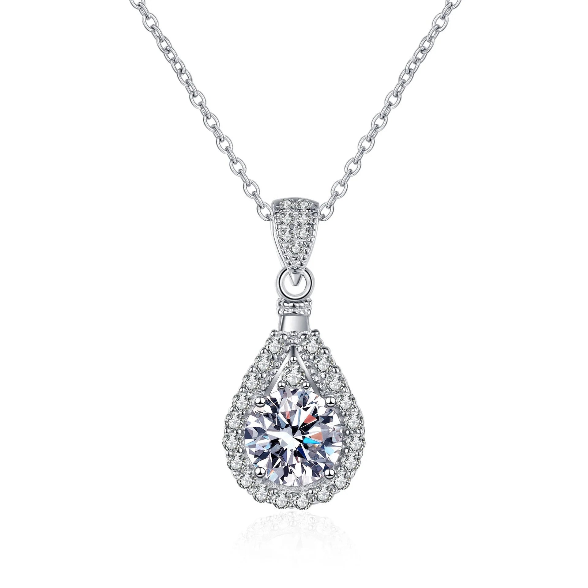 Water Drop Moissanite Jewelry Sterling Silver 925 Necklace Women Moissanite Necklace Women Fine Plated VVS Diamond Chain