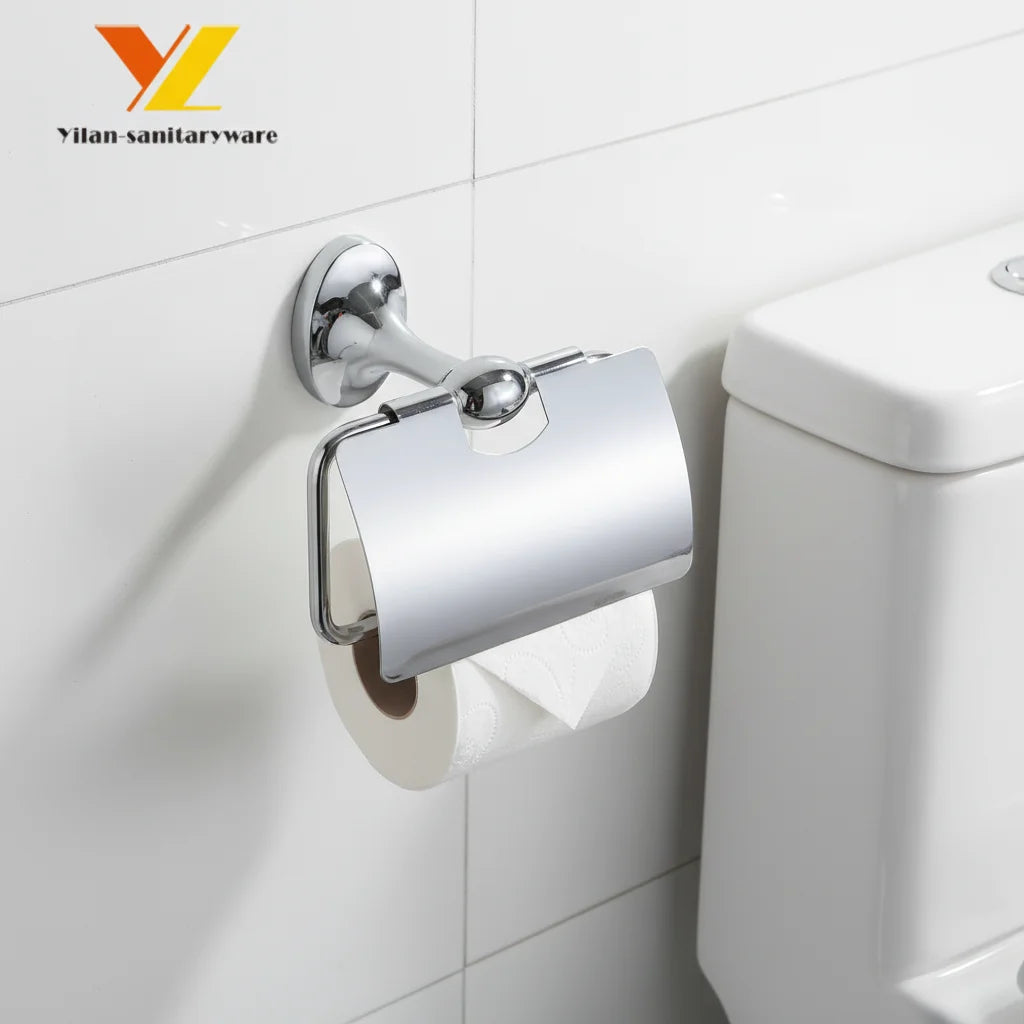 Modern Design Zinc Alloy Chrome Finish Adjustable Wall Mount Toilet Paper Roll Holder Customized Color 1 Year Warranty for Hotel