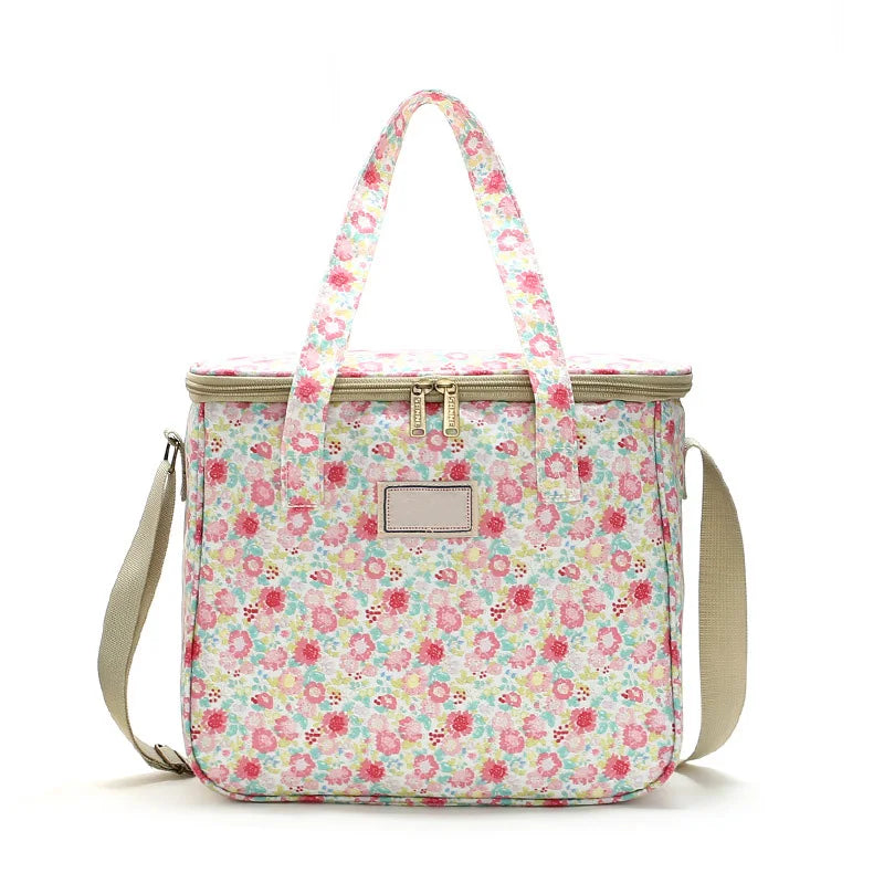 2023 New Floral Insulation Bag Large Capacity Lunch Bag Portable Thermal Bag Outdoor Picnic Food Cooler