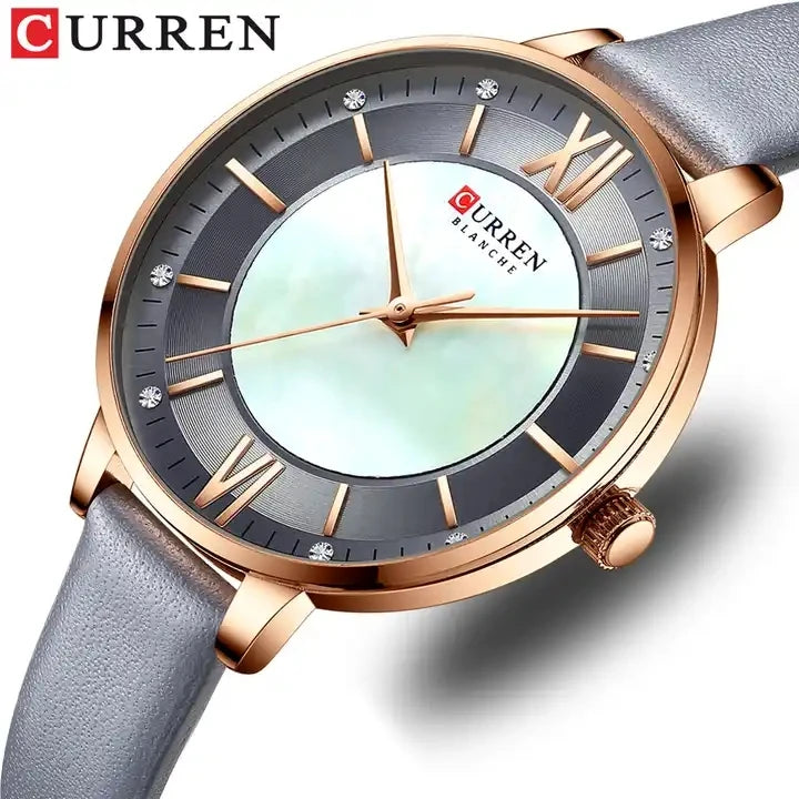 CURREN 9080 Ladies  Fashion Casual Leather WristwatchesCasual Waterproof Watch Temperament Quartz Watch Gift