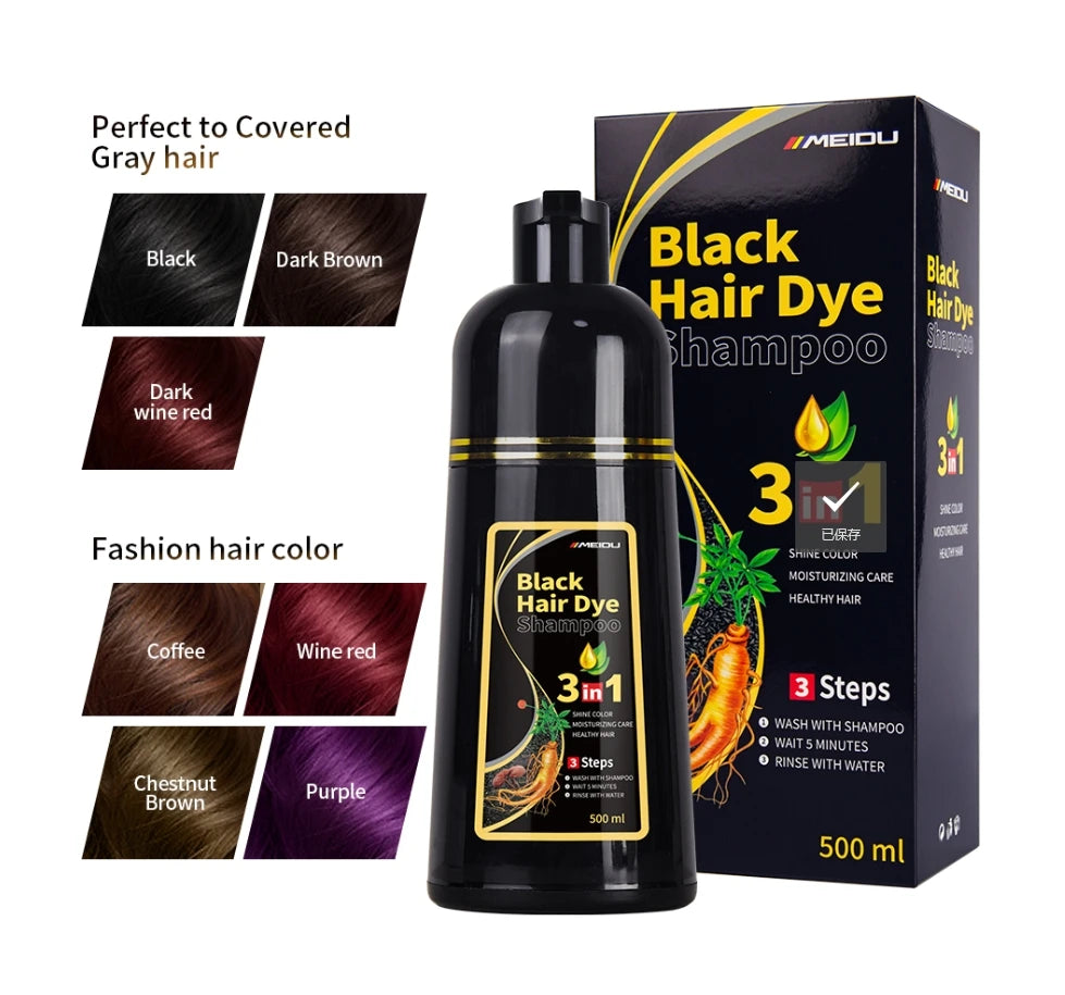 China MEIDU Brand Dye Black Magic Hair Color Shampoo