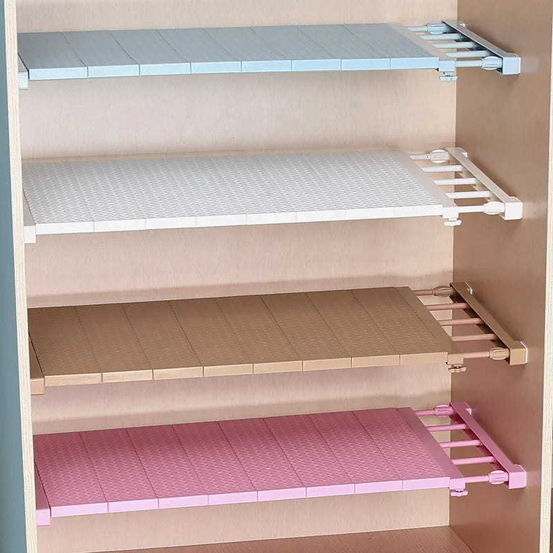 Adjustable Wall-Mounted Closet Organizer Folding Rack Space-Saving Home Kitchen Rack Wardrobe Decorative Shelves Cabinet Holders